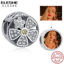 ELESHE 100% 925 стерлингового серебра в виде металлического цветка, круглые бусины для женщин для фотосъемки по индивидуальному заказу с подвесками, подходят к оригинальному браслету, ювелирное изделие, подарок 2024 - купить недорого