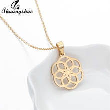 Shuangshuo Retro Rose Flower Hollw Pattern Charm Necklace for Women Stainless Steel Boho Mandala Pendant Chain Collar Wholesale 2024 - buy cheap