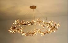 Light luxury post-modern copper branch crystal chandelier French living room dining room lamp American minimalist designer villa 2024 - buy cheap