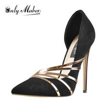 Onlymaker sapato de salto alto stiletto bico fino 12cm, sexy com sapatos dourados 2024 - compre barato