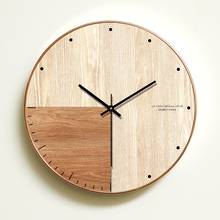 Relógio de parede digital com design moderno, relógio de parede em madeira simples, decoração silenciosa, redonda, para casa, sala de estar 2024 - compre barato