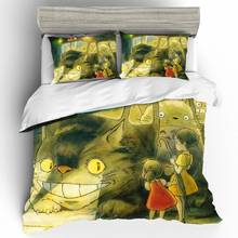 Bonito anime conjunto de roupa de cama dos desenhos animados anime conjunto de edredões e conjuntos de linho roupa roupa roupa de cama lençóis e fronhas têxteis para o lar 2024 - compre barato