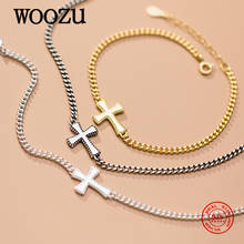 Woozu genuine 925 prata esterlina cruz cubana ligação corrente pulseiras ajustáveis para festa feminina étnica hip hop aniversário jóias 2024 - compre barato