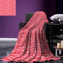 Pink Zebra Throw Blanket Wavy Zebra Stripes Camouflage Savannah Safari African Animal Motif Blanket for Bed Couch Dark Coral 2024 - buy cheap