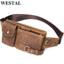 WESTAL Men's Chest Bags for Phone Men's Shoulder Bags Genuine Leather Sling Bag Travel Chest Pack Male Money Belt Bag Bolsa 9080 2024 - buy cheap