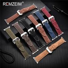 REMZEIM New Genuine Leather Band For Apple iWatch 42mm 38mm 40mm 44mm 45mm Wristband Strap For Apple Watch Series 7 6 5 4 3 se 2024 - buy cheap