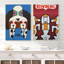 Pintura de lona minimalista de circo e cachorro, arte pop de parede, quadros artísticos para decoração de sala de estar 2024 - compre barato