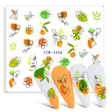 1 лист абстрактные женские наклейки для ногтей для лица водо-зеленый лист цветок слайдеры бумага для дизайна ногтей наклейки аксессуары для самостоятельного маникюра 2024 - купить недорого
