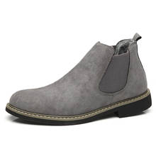 Botas Chelsea de felpa de estilo Punk para hombre, botines de seguridad de alta calidad, muy cálidas, de piel, sin cordones, para el trabajo, Unisex 2024 - compra barato