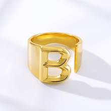 A-Z Letter Wide Initial Rings For Women Men Gold Color Open Male Female Knuckle Ring Fashion Engagement Wedding Party Jewelry 2024 - buy cheap