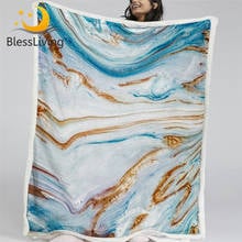 BlessLiving Marble Texture Blankets For Bed Liquid Golden Soft Fluffy Blanket Rock Stone Abstract Bedding Mantas De Cama 150x200 2024 - buy cheap