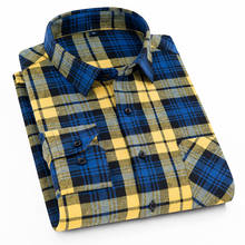 Camisa de manga longa masculina nova outono macio e confortável flanela xadrez masculina vestido social camisa retro casual roupas para homem my202 2024 - compre barato