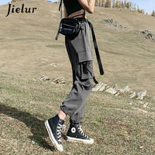 Jielur Cargo Pants Women Loose BF Cool High Waist Straight Trousers Sports Casual Pockets Pants Pantalon Black Gray Femme S-XL 2024 - buy cheap