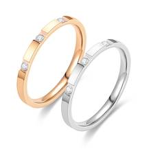 Ramos Titanium Steel Small Cubic Zirconia Wedding Ring For Woman Rose Gold Color Crystal Wedding Jewelry 2024 - buy cheap
