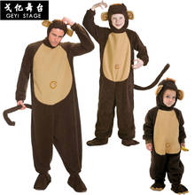 Kigurumis Kids Baby Animal Monkey Costume Children Adult Halloween Cosplay Suit Velvet Funny Animal Jumpsuits Family Costume 2024 - buy cheap