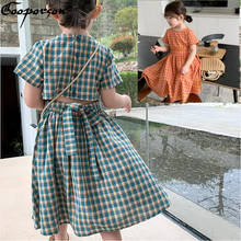 Gooporson Kids Dresses for Girls Summer Plaid Backless Waist Collection Fashion Little Girl Costume Beach Party Children Clothes 2024 - buy cheap