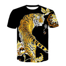 Camiseta masculina de tigre, camiseta com estampa animal em 3d da china, roupa legal de hip hop para homens, tamanho grande, 2020 2024 - compre barato