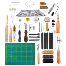 Kit de herramientas para perforar cuero, conjunto de herramientas para tallado, costura, trabajo, sillín, Groover, cuero 2024 - compra barato