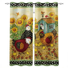 The Chicken Family Cartoon Sunflower Curtains for Children's Bedroom Living Room Kids Window Treatments Kitchen Drapes 2024 - buy cheap