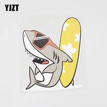 YJZT 14.2CMX16.6CM Surf Fish Car Sticker Smiling Shark Pvc Decal Animal Modeling 6A-0286 2024 - buy cheap
