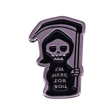 Значок Grim Reaper, эмалевые булавки с изображением призрака смерти, черная-Накидная брошь, я здесь для вашей души 2024 - купить недорого
