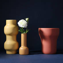 Jarrón de cerámica de lujo con luz nórdica, diseño de color Morandi, decoración del hogar, sala de estar, modelo, decoración suave 2024 - compra barato