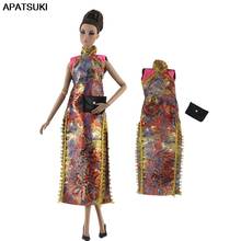 Colorful Chinese Qipao Cheongsam Dress For Barbie Doll Clothes Gown Evening Dress For Barbie Dolls Outfits 1/6 Doll Accessories 2024 - buy cheap