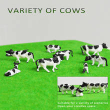 1:87 ho escala modelo vacas animais diy brinquedos mesa de areia edifício layout diorama fazenda animais branco e preto plástico 30 peças 2024 - compre barato