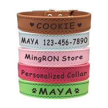 Personalized Pet Collar Leather Custom Puppy Cat Name ID Tag Adjustable Collars Free Engraving Dog Collars 2024 - compre barato
