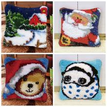 Christmas Latch Hook Rug Embroidery Pillows Canvas Crocheting Foamiran Latch Hook Kits Pillowcase Embroidery Carpet Needlework 2024 - buy cheap