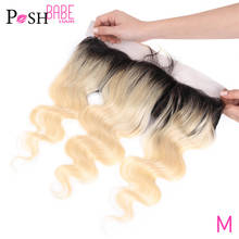 Two Tone Dark Roots with 613 Frontal 8 - 24 inch Remy Human Hair Brazilian Body Wave Ombre Blonde Lace Frontal Free Middle Part 2024 - buy cheap