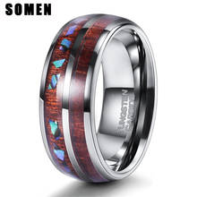 Somen Tungsten Ring for Men 8mm Wood Shell Inlay Fashion Design Wedding Band Unisex Jewelry Rings for Female Domed Comfit 2024 - buy cheap