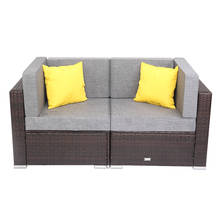 US Warehouse 2 Pieces Patio PE Wicker Rattan Corner Sofa Set Patio Furniture  Set for Garden and Outdoors 2023 - buy cheap