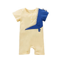 Bebê macacão unisex dos desenhos animados dinossauro impressão em torno do pescoço manga curta macacão playsuits para o verão 2024 - compre barato