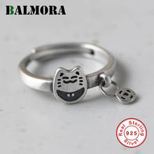 BALMORA 100% Pure 925 Sterling Silver Cute Cat Rings For Women Open Silver Ring Finger Ring Valentine's Day Gift Fashion Jewelry 2024 - buy cheap