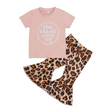 2021 1-6Y Kids Baby Girl Clothing Letter Print Short Sleeve T-shirt+Leopard Print Flare Pants Summer 2pcs Set 2024 - buy cheap