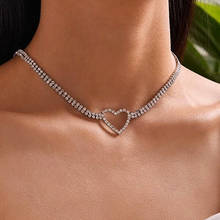 Новинка 2020, модное Двухрядное ожерелье в стиле бохо с полым кулоном в форме сердца с кристаллами для женщин, винтажное ожерелье, женская бижутерия в подарок 2024 - купить недорого