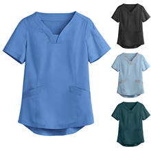 Summer Uniform Nurse Women's Short Sleeve V-Neck Pocket Care Workers T-Shirt Tops 2021 Sexy Fashion suecos enfermera 2024 - buy cheap