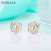 MAIKALE New Fashion Square Gold Stud Earrings Luxury Micro Wax Inlay Cubic Zirconia Earrings for Women Jewelry brincos 2024 - buy cheap
