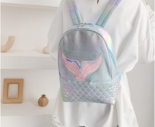 Mochila con cola de pez para niña y niño, mini bolso escolar de piel sintética brillante con dibujos animados de sirena, a la moda, 1 unidad 2024 - compra barato