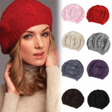 Women Lady Beret Braided Baggy Knit Crochet Beanie Hat Ski Cap Winter Warm Cap 2024 - buy cheap