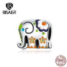 BISAER colgante de elefantes Plata de Ley 925 Tailandia cuentas de elefante feliz apto para pulseras de dijes joyería de plata 925 EFC095 2024 - compra barato