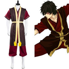 Zuko-traje de Cosplay de Anime Avatar: The Last airdoblador, pantalón, chaleco, traje de carnaval, Halloween, traje de Cosplay para hombre, abrigo largo de otoño 2024 - compra barato