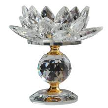 Glass Block Lotus Flower Metal Candle Holders Feng Shui Home Decor Big Tealight Candle Stand Holder Candlesticks-White 2024 - buy cheap