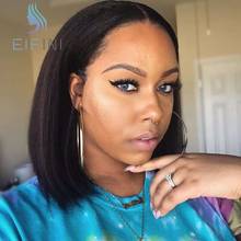 Kinky Straight Short Bob Lace Front Human Hair Wigs For Black Women Pre plucked 13x6 Remy Brazilian Yaki Straight Front Lace Wig 2024 - buy cheap