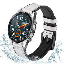 Correa de silicona y cuero para reloj samsung galaxy watch, pulsera de 22mm para Huawei Watch GT 2, Gear S3 Frontier, huami amazfit GTR de 47mm 2024 - compra barato