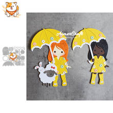 Molde de corte para menina com guarda-chuva, stêncil de metal de páscoa para scrapbooking, artesanato em relevo, faça você mesmo, cartão de corte, para 2020 2024 - compre barato