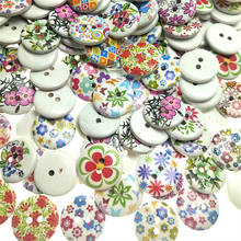 50pcs/pack 20mm 2 Holes Mixed Flower Round Natural Wooden Decorative Buttons For Sewing Scrapbooking Crafts 2024 - buy cheap