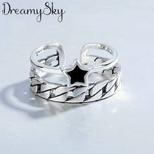 DreamySky-anillos de estrellas de Color plata auténtica para mujer, joyas grandes antiguas, joyería para dedos de alta calidad, venta al por mayor 2024 - compra barato