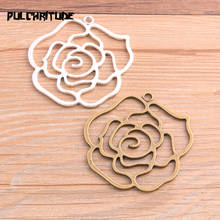 4PCS Two Size 2020 New Product Two Color Rose Flower Hollow Charms Plant Pendant Jewelry Metal Alloy Jewelry Marking 2024 - buy cheap
